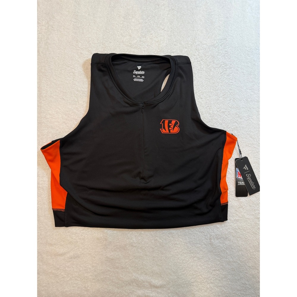Fanatics Signature Cincinnati Bengals NFL Quarter Zip Crop Top Black Orange 3XL